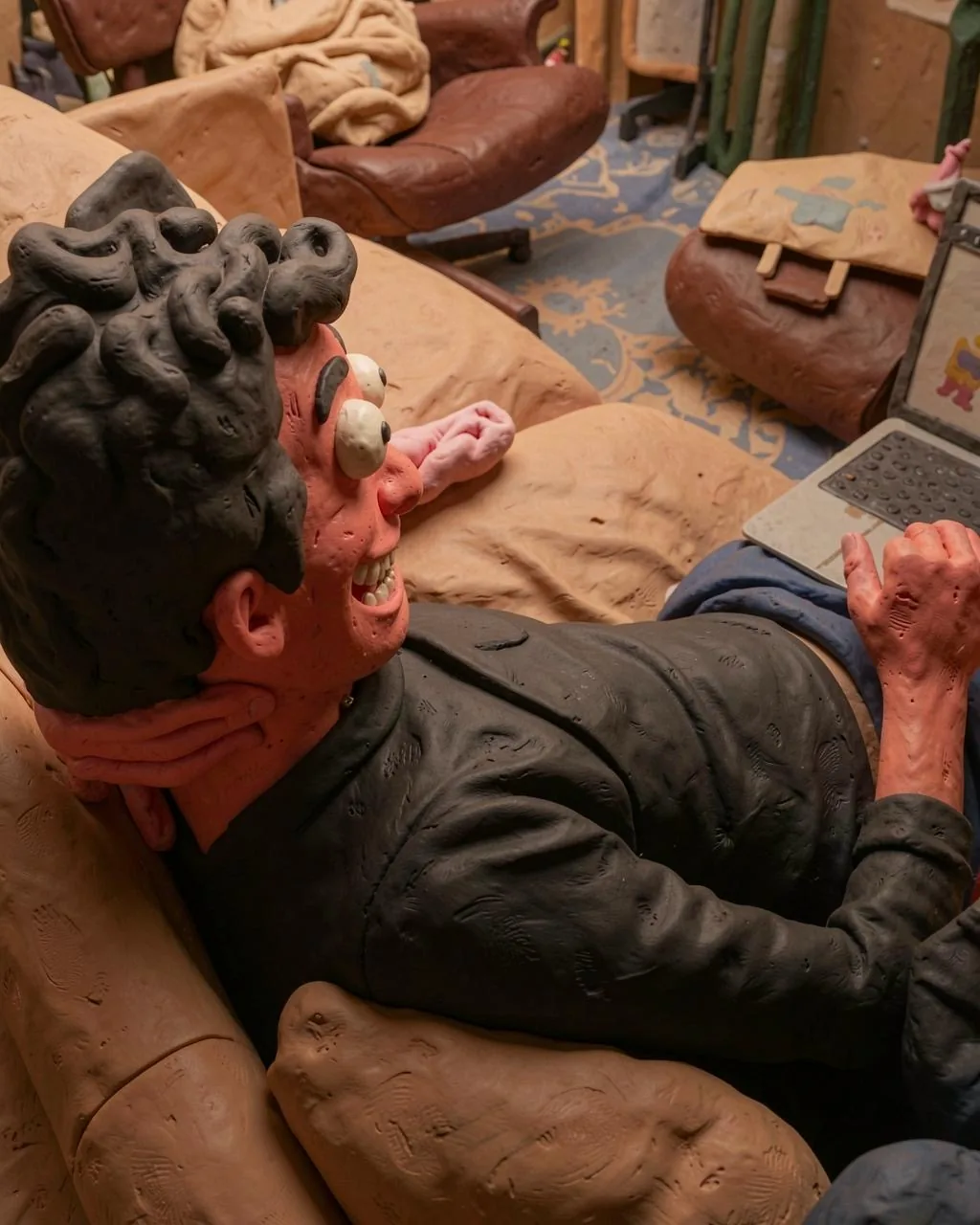 Portrait transformed into a playful claymation scene